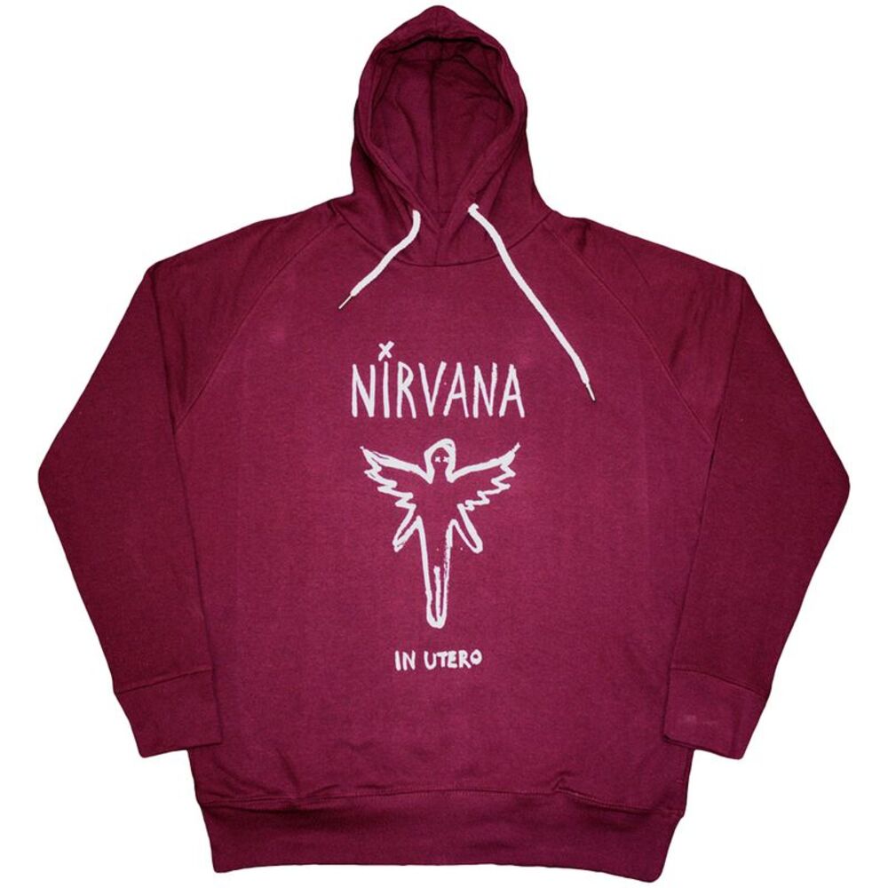 Nirvana Unisex Adult In Utero Outline Pull Over Hoodie / Maroon Red